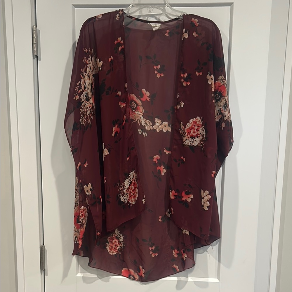 Emory Park brand Floral Sheer Kimono Cardigan size small